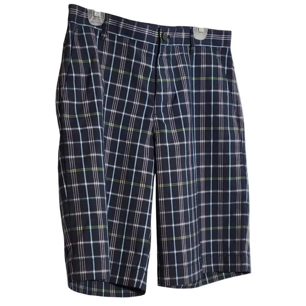 ADIDAS Navy Plaid Golf Shorts, Size 32